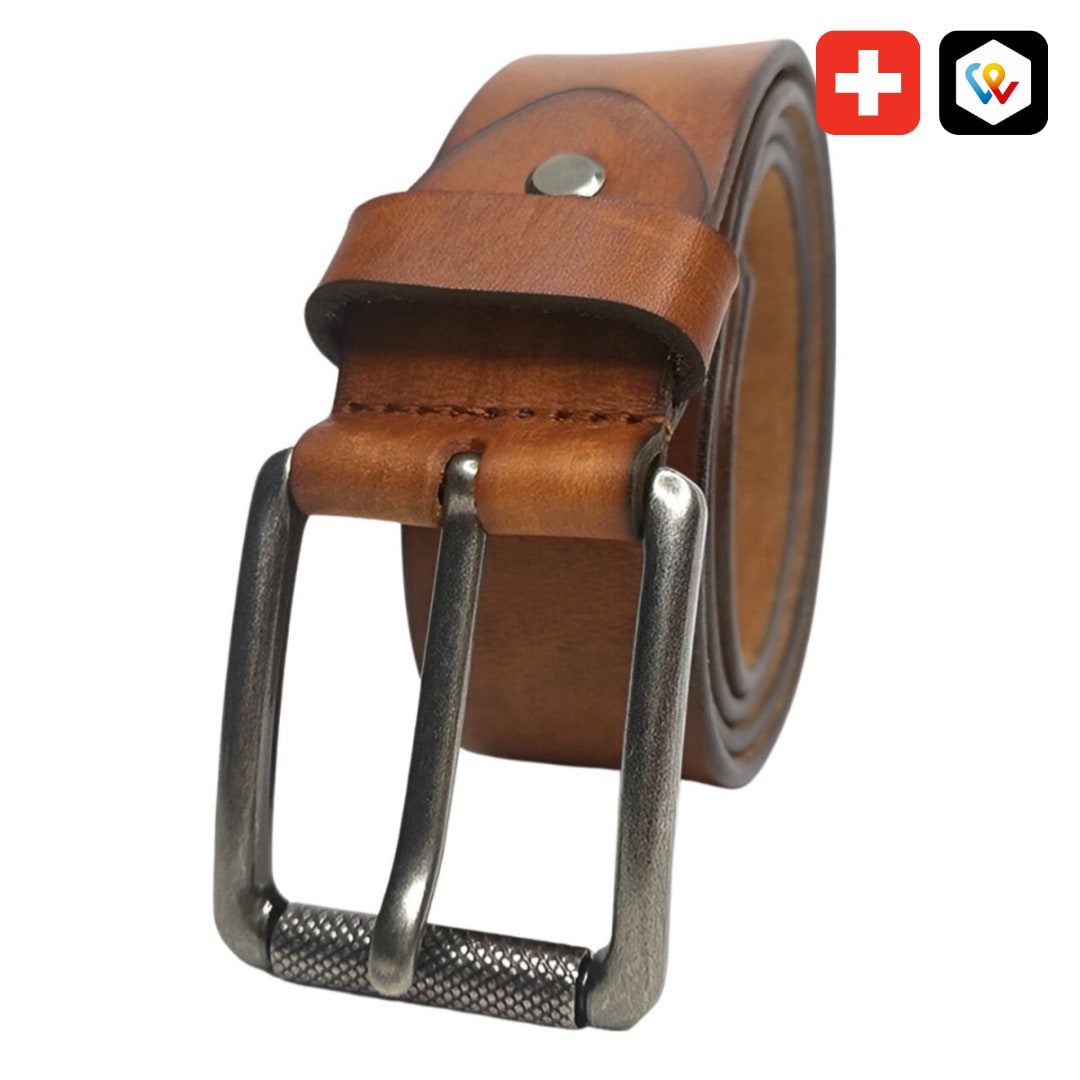 Ceinture souple en cuir pleine fleure, pour homme, modèle Enrico