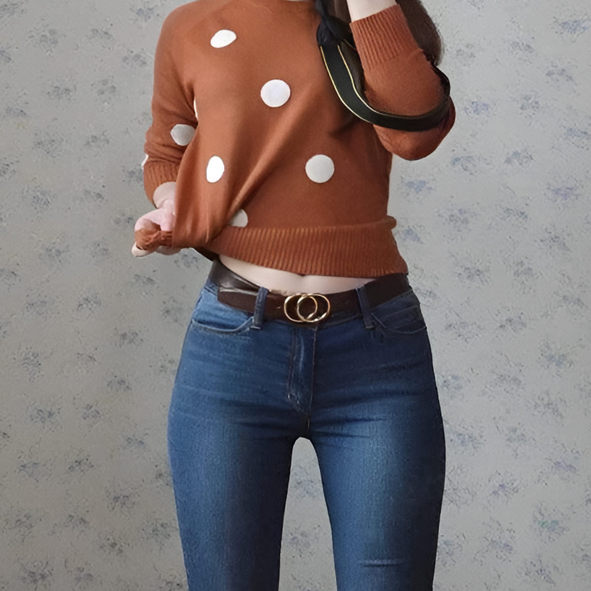 Ceinture réversible en cuir  2 en 1 pour femme, modèle Lena, double anneau torsadé